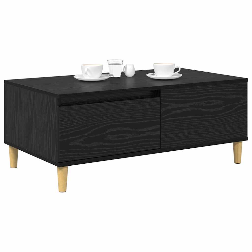 Tavolino da salotto con cassetto Rovere Nero 90 x 50 x 35 cm