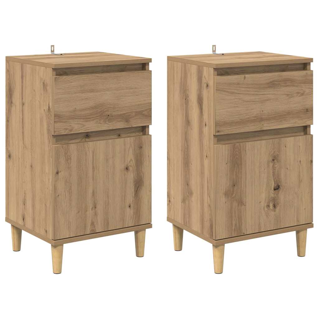 Armadio da Notte 2 pcs Rovere artigianale 40 x 35 x 70 cm