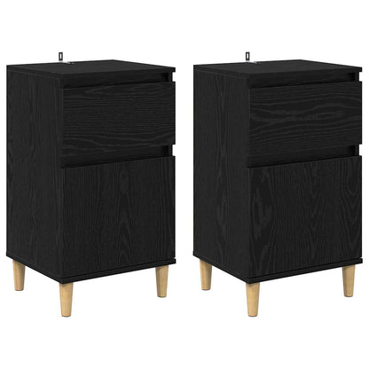 Armadio da Notte con cassetto 2 pcs Rovere Nero 40 x 35 x 70 cm