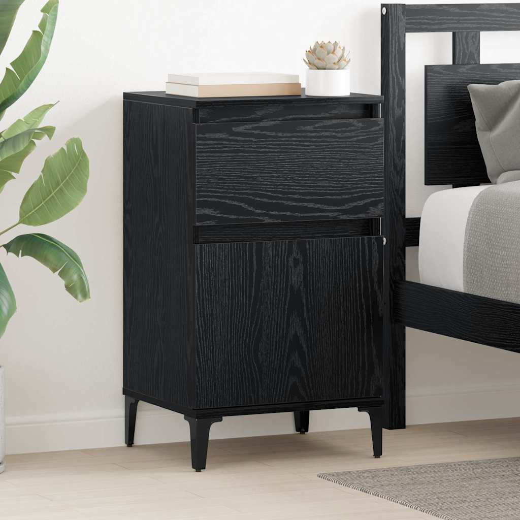 Armadio da Notte Rovere Nero 40 x 35 x 70 cm Legno multistrato