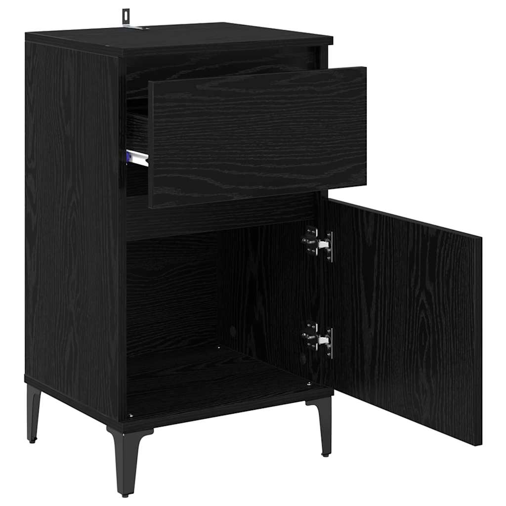 Armadio da Notte Rovere Nero 40 x 35 x 70 cm Legno multistrato