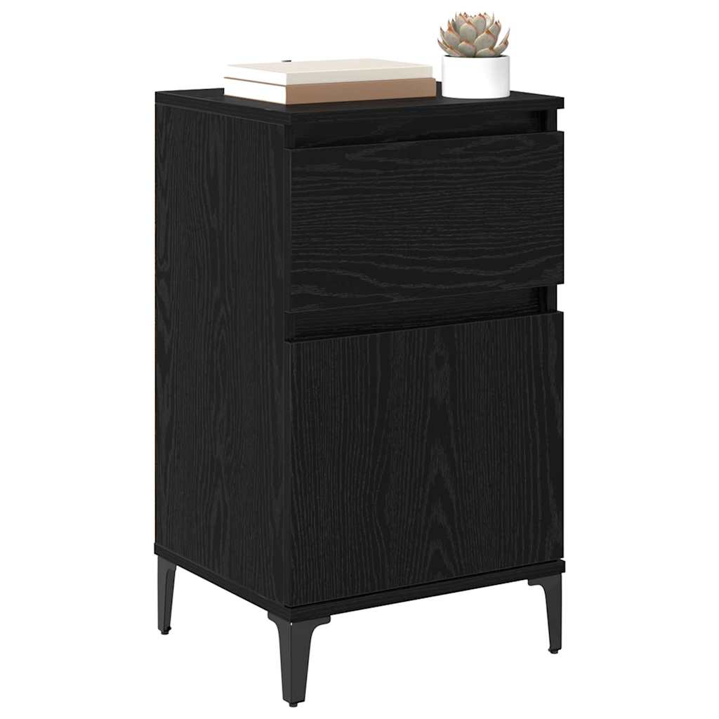 Armadio da Notte con cassetto 2 pcs Rovere Nero 40 x 35 x 70 cm