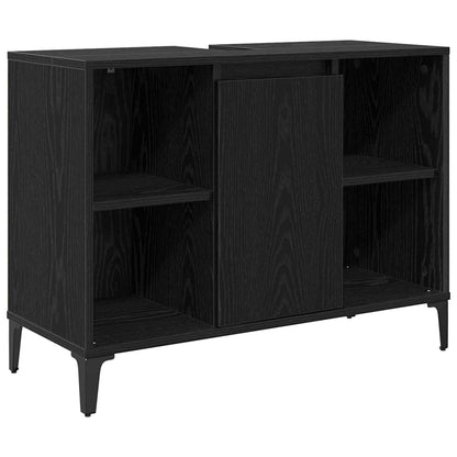 Armadio sottolavello con porta Rovere Nero 80 x 33 x 60 cm