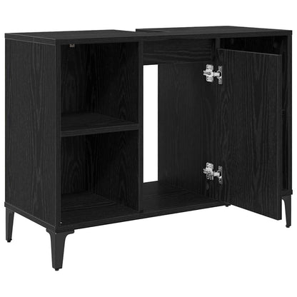Armadio sottolavello con porta Rovere Nero 80 x 33 x 60 cm