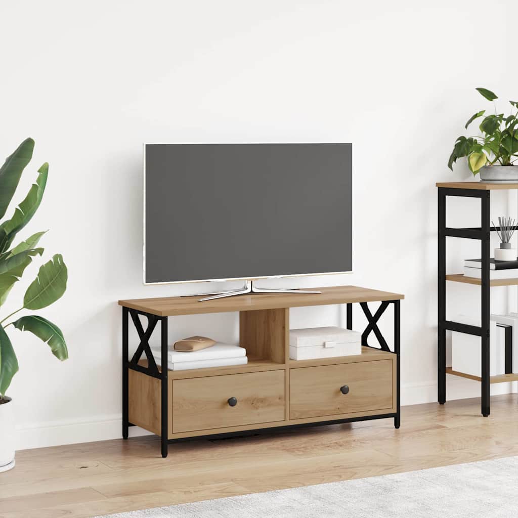 Mobile TV con cassetto Rovere artigianale 90 x 33 x 45 cm