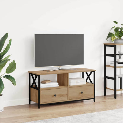 Mobile TV con cassetto Rovere artigianale 90 x 33 x 45 cm