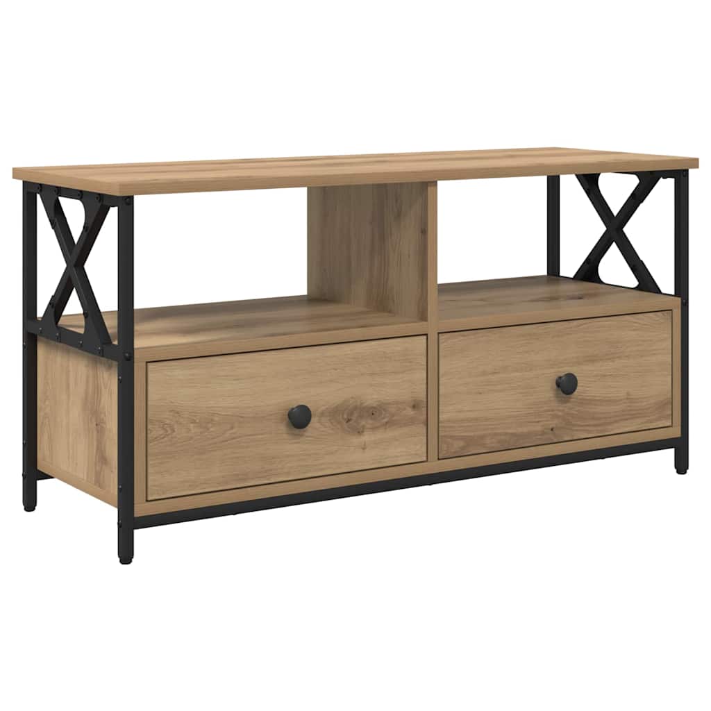 Mobile TV con cassetto Rovere artigianale 90 x 33 x 45 cm