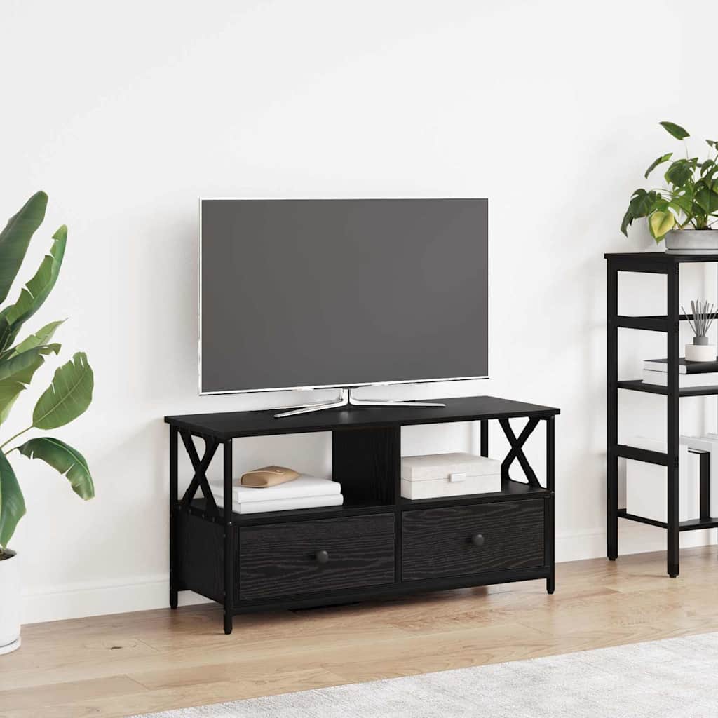 Mobile TV con cassetto Rovere Nero 90 x 33 x 45 cm