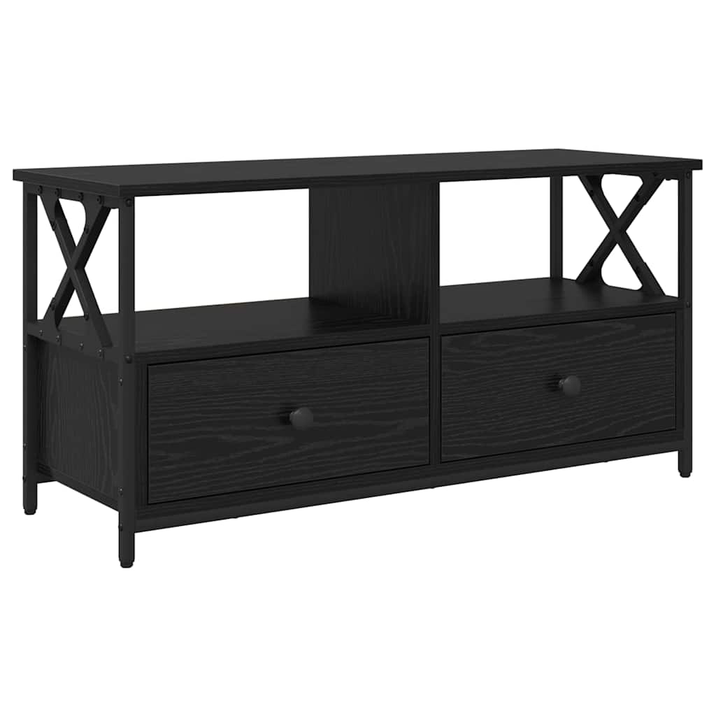 Mobile TV con cassetto Rovere Nero 90 x 33 x 45 cm