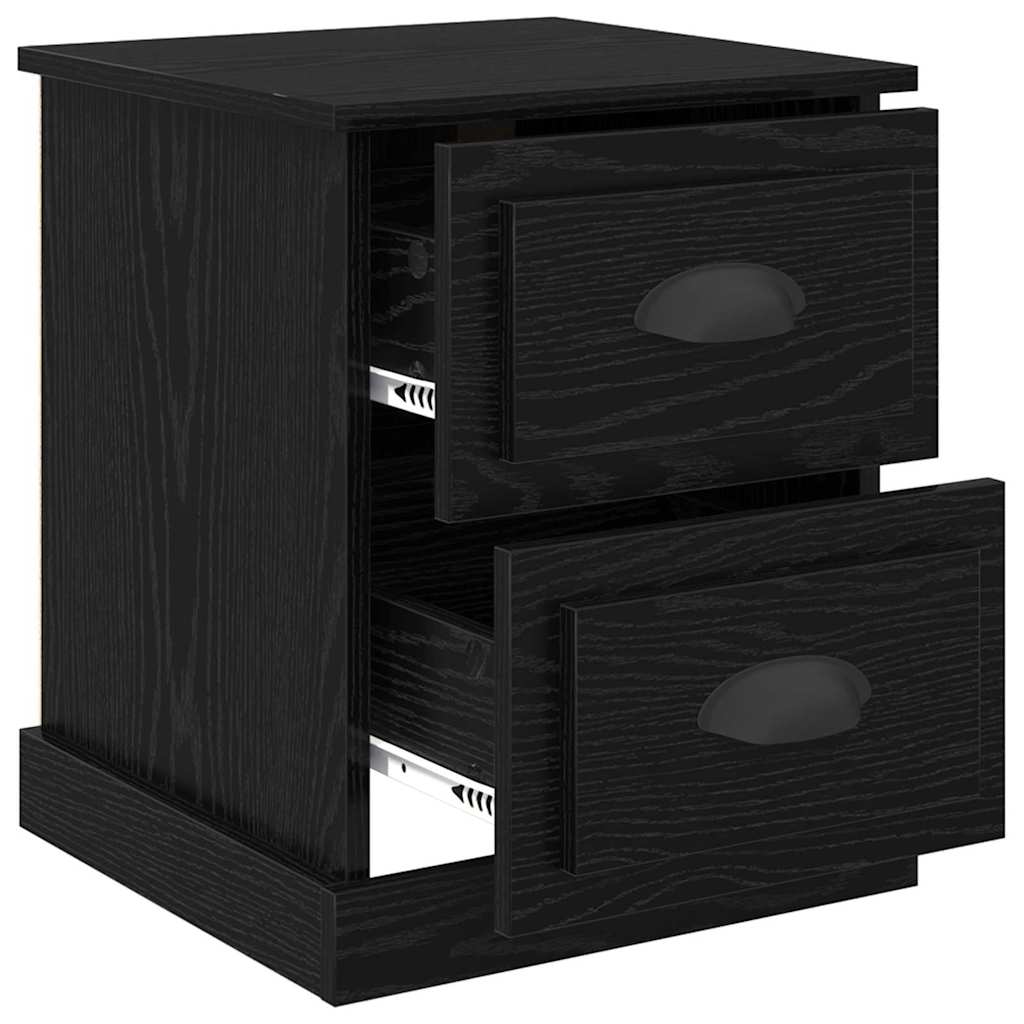 Armadio da Notte 2 pcs Rovere Nero 39 x 39 x 47.5 cm