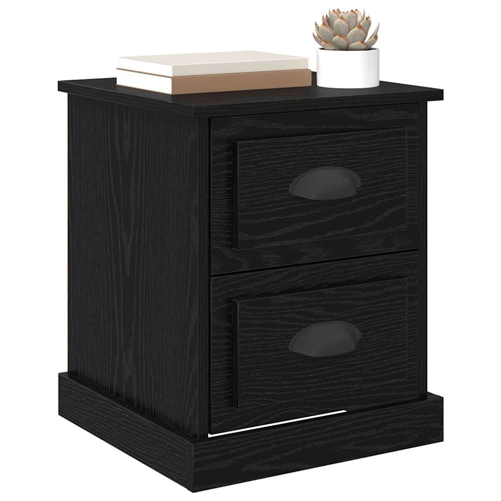 Armadio da Notte 2 pcs Rovere Nero 39 x 39 x 47.5 cm