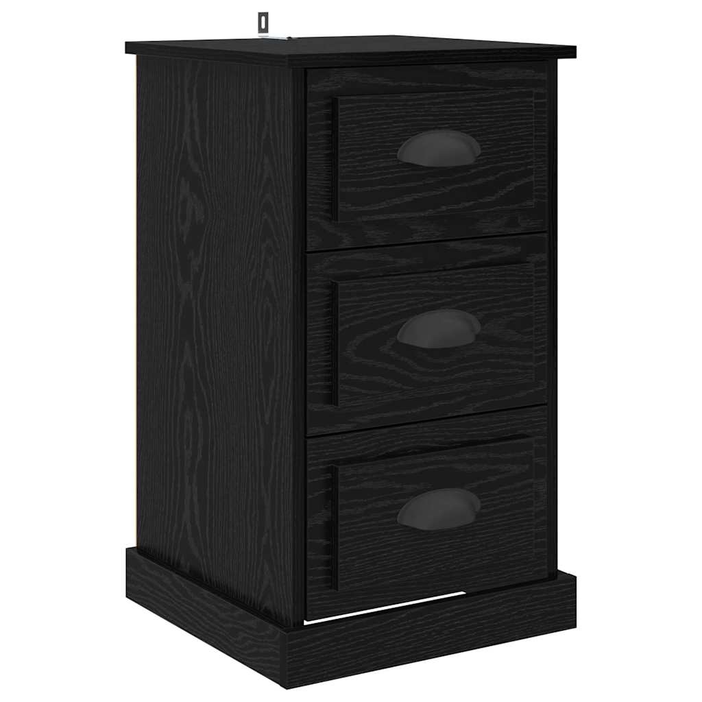 Armadio da Notte con cassetto Rovere Nero 39 x 39 x 67,5 cm