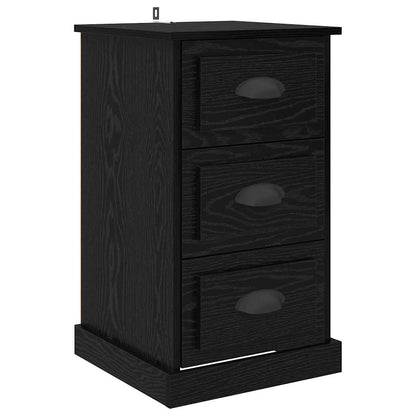 Armadio da Notte con cassetto Rovere Nero 39 x 39 x 67,5 cm