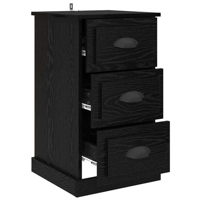 Armadio da Notte con cassetto Rovere Nero 39 x 39 x 67,5 cm