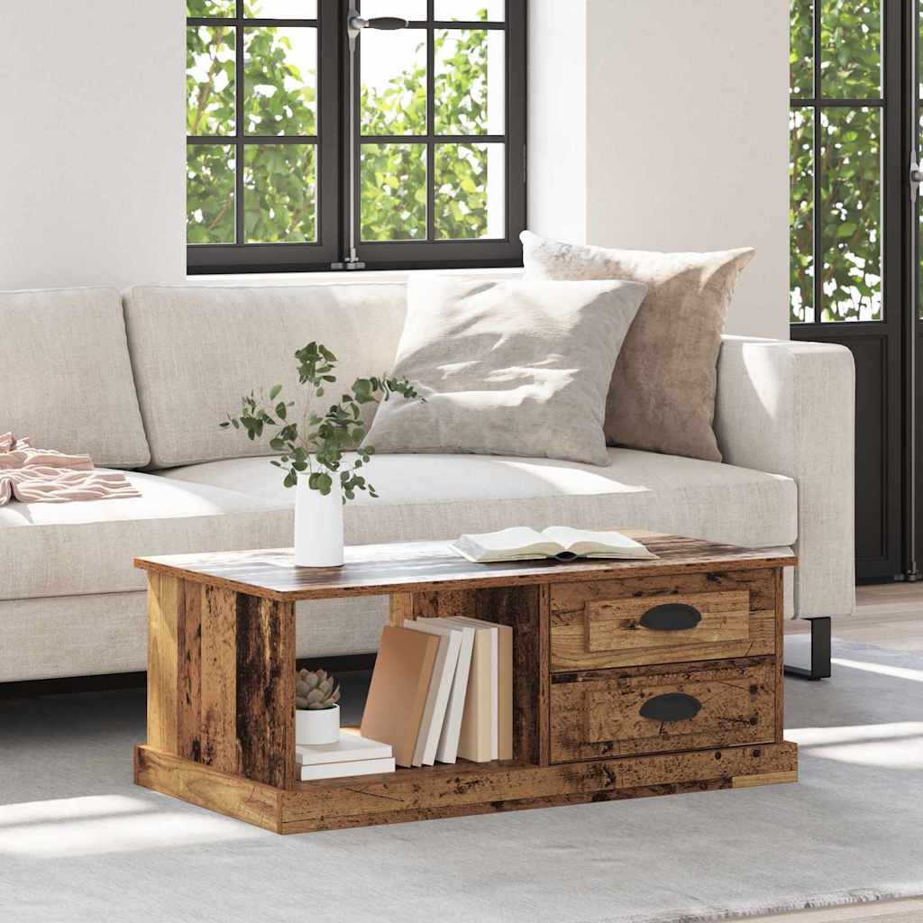 Tavolino da salotto con cassetto Legno vecchio 90 x 50 x 35 cm