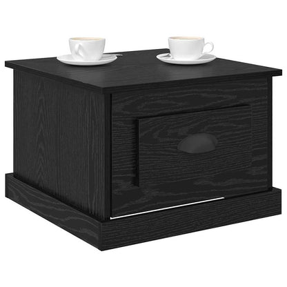 Tavolino da salotto con cassetto Rovere Nero 50 x 50 x 35 cm