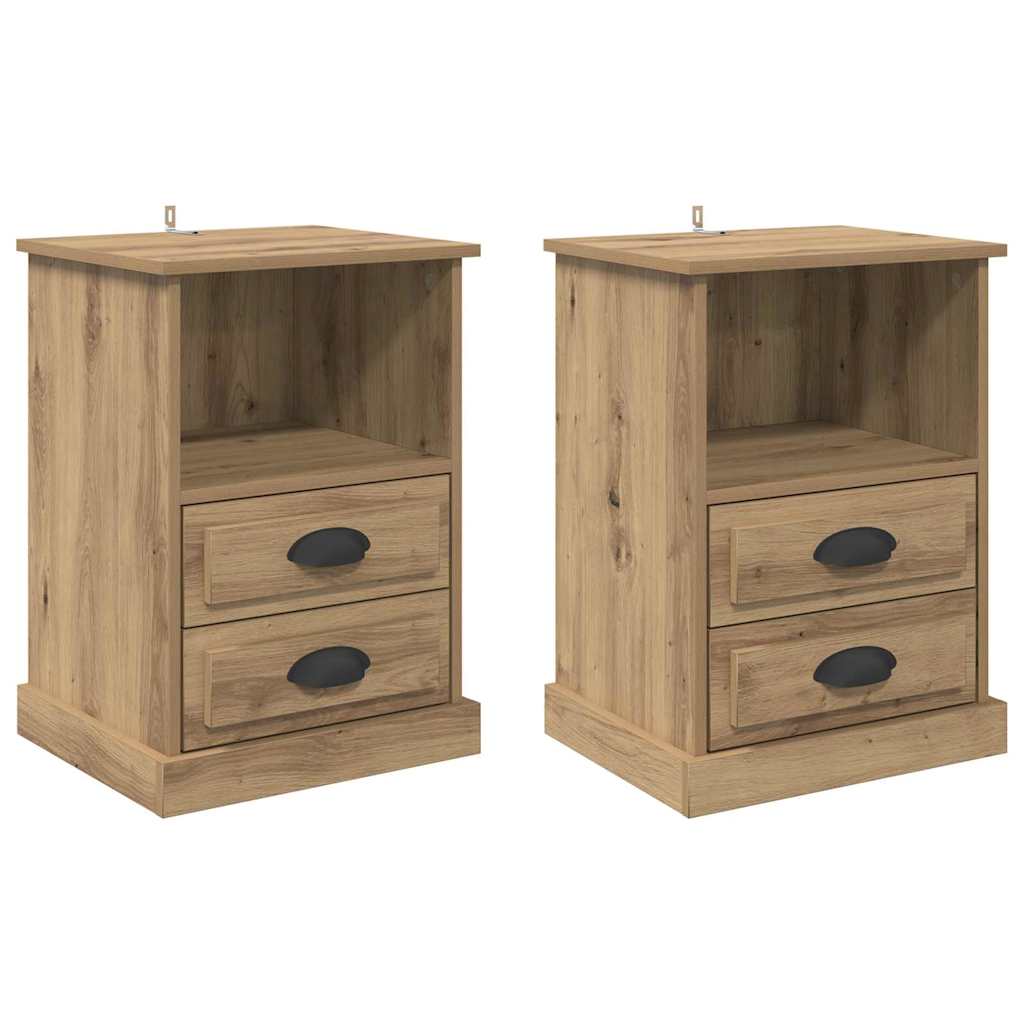 Armadio da Notte 2 pcs Rovere artigianale 36 x 43 x 60 cm