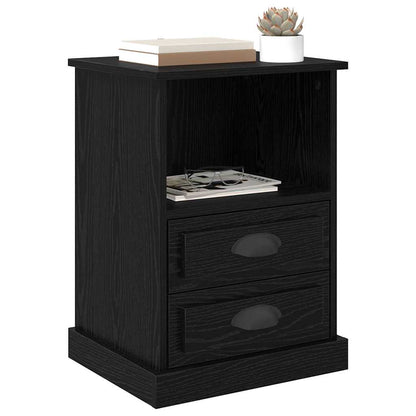 Armadio da Notte con cassetto 2 pcs Rovere Nero 36 x 43 x 60 cm