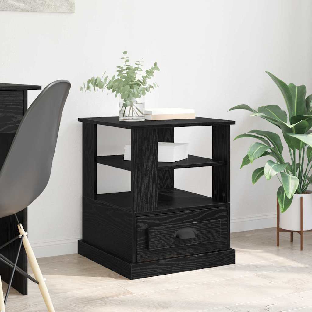Armadio da Notte Rovere Nero 50 x 50 x 60 cm Legno multistrato