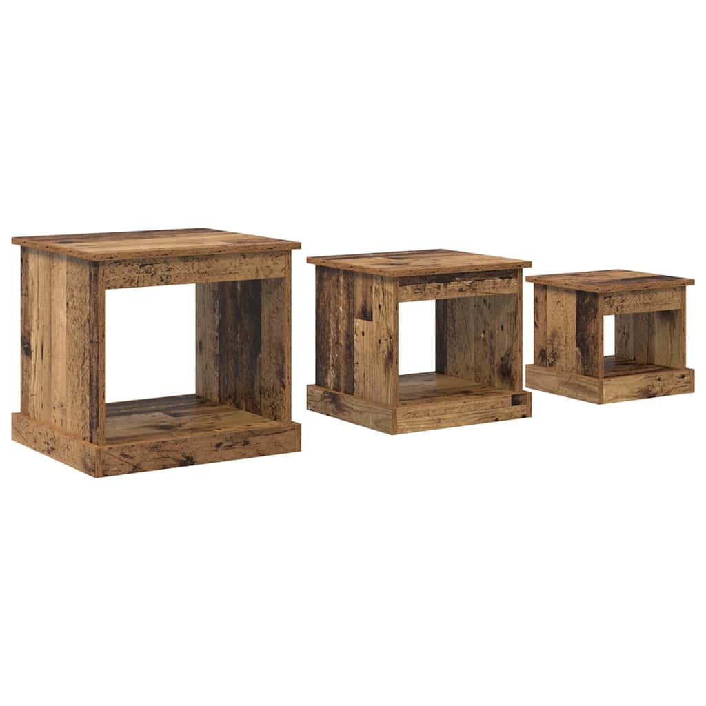 Tavolino da salotto 3 pcs Legno vecchio Legno multistrato