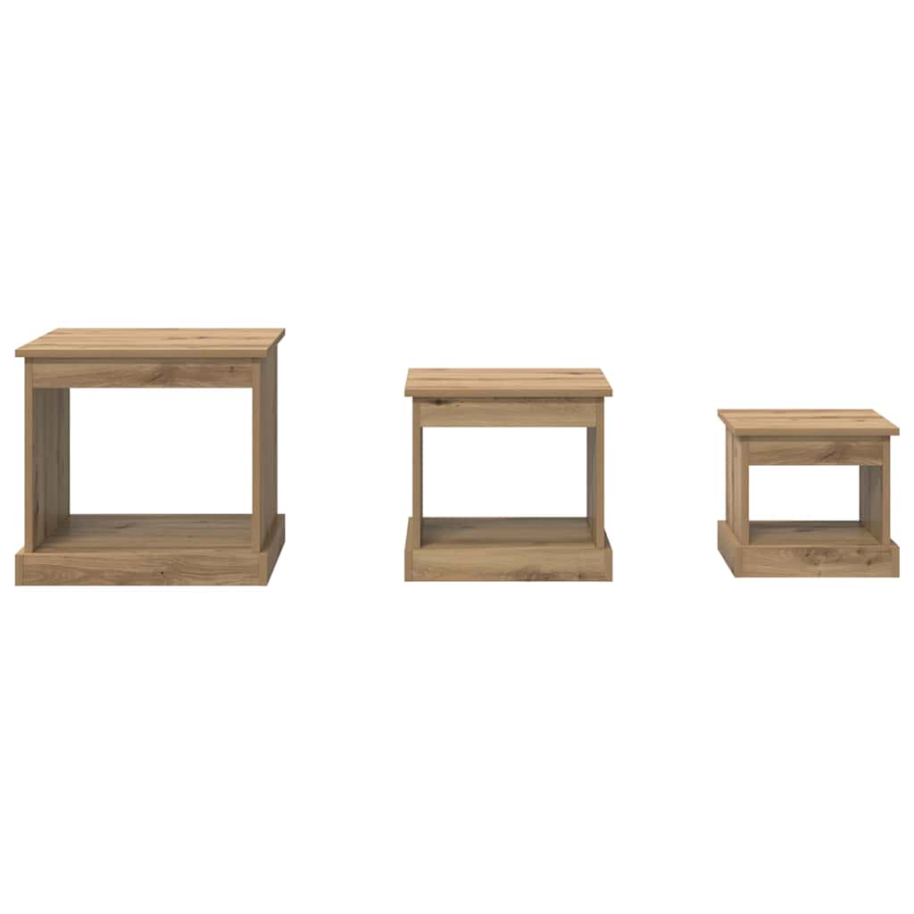 Tavolino da salotto 3 pcs Rovere artigianale Legno multistrato