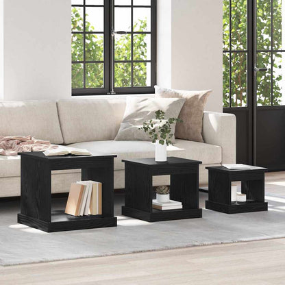 Tavolino da salotto 3 pcs Rovere Nero Legno multistrato