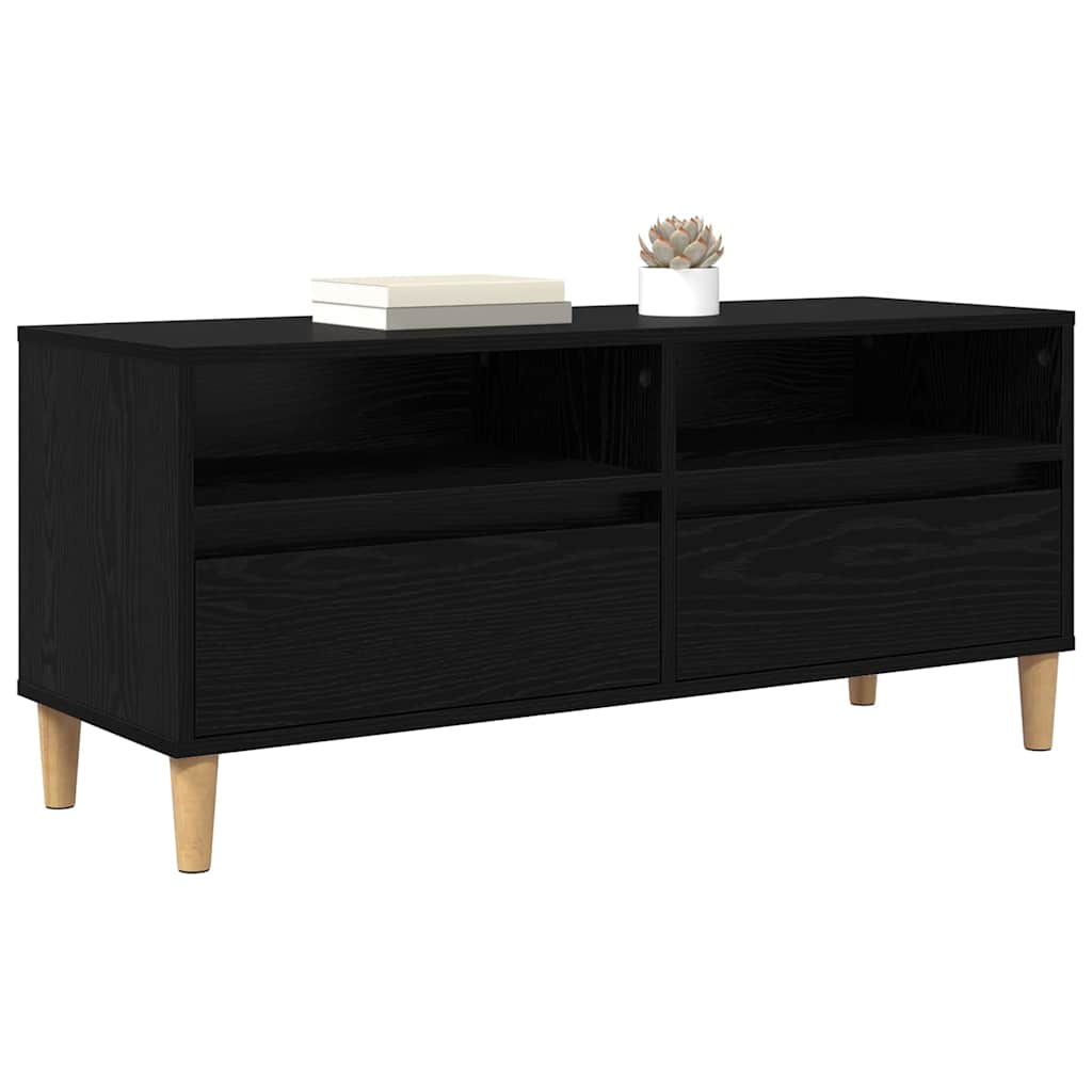 Mobile TV Rovere Nero 100 x 34,5 x 44,5 cm Legno multistrato