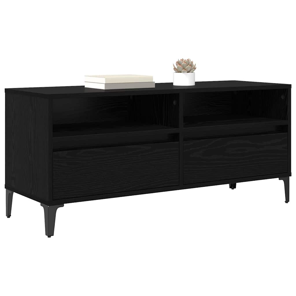 Mobile TV con cassetto Rovere Nero 100 x 34,5 x 44,5 cm