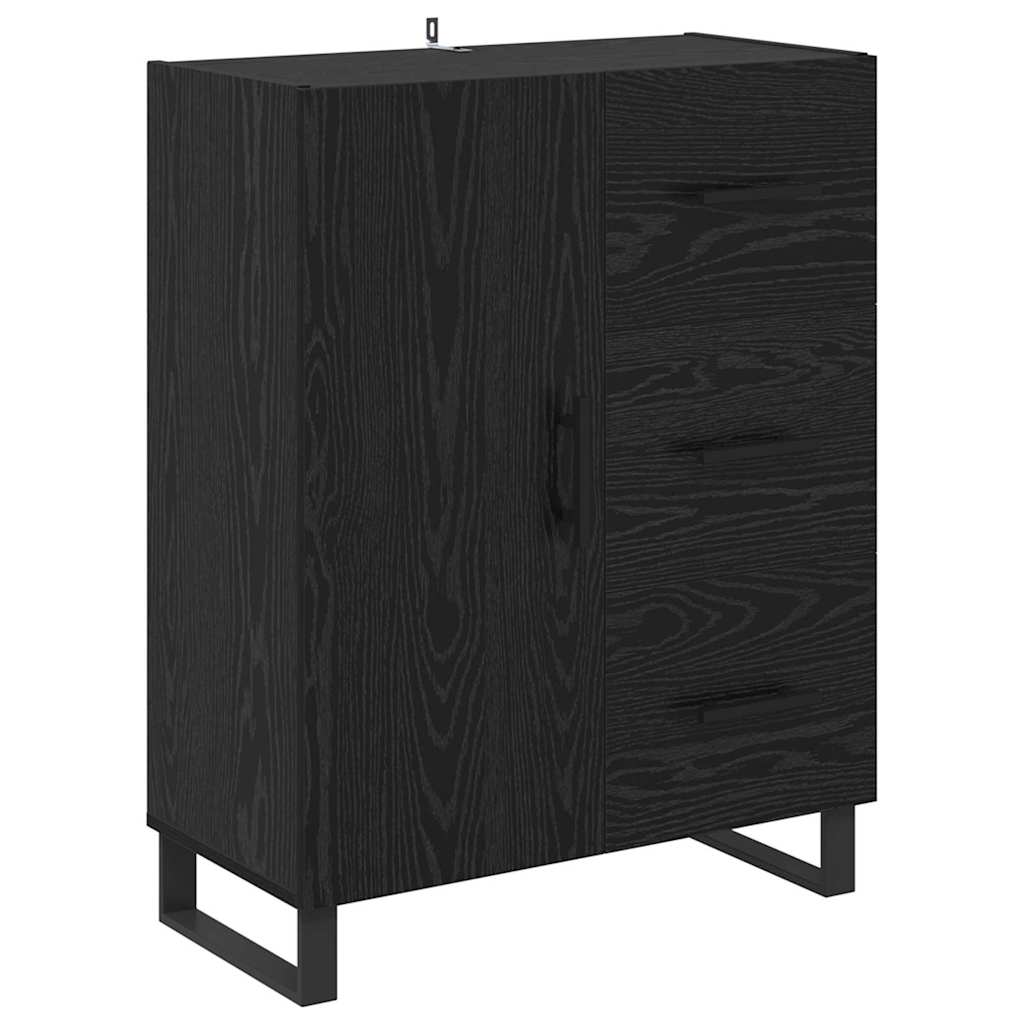 Credenza con cassetto Rovere Nero 69,5 x 34 x 90 cm