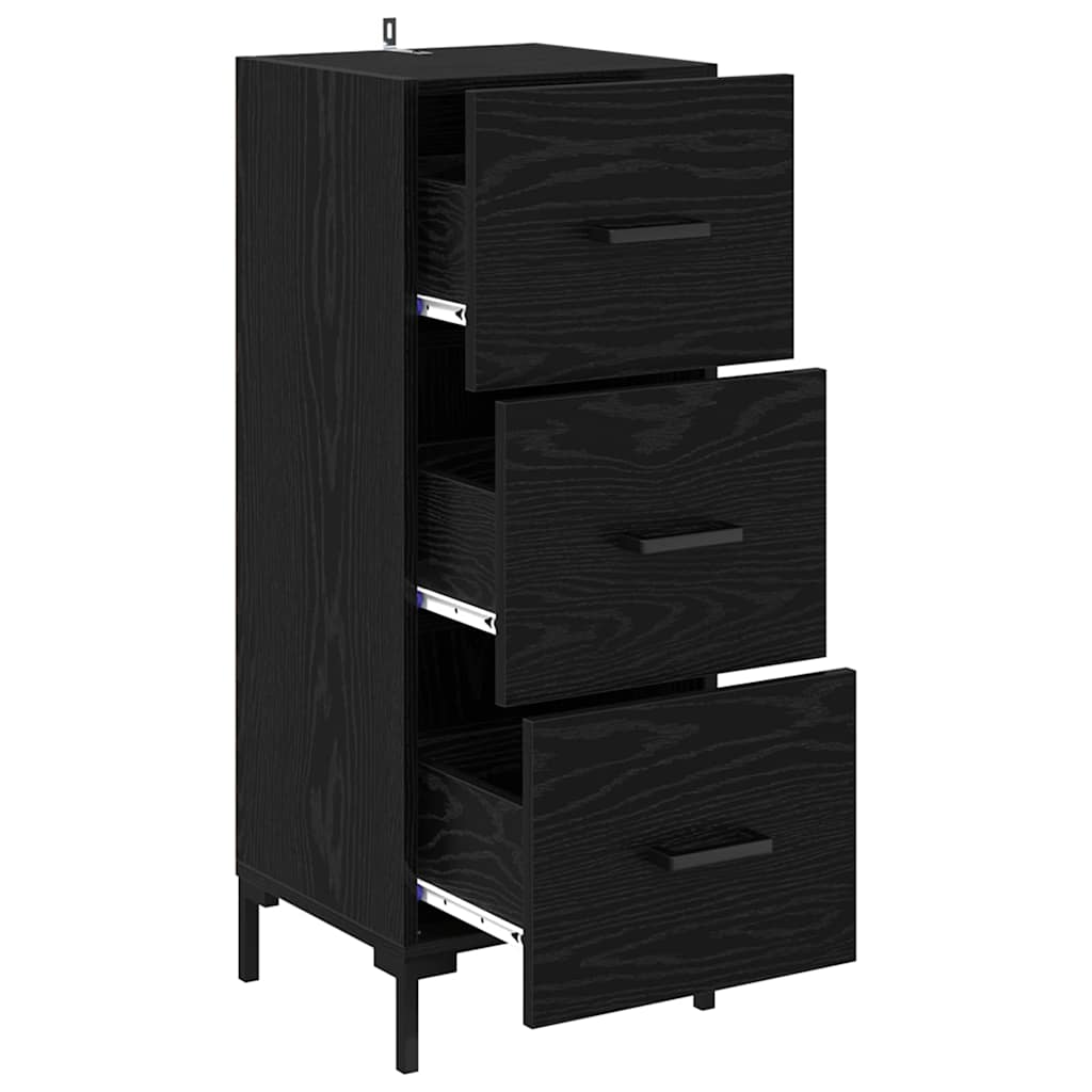 Credenza Rovere Nero 34,5 x 34 x 90 cm Legno multistrato