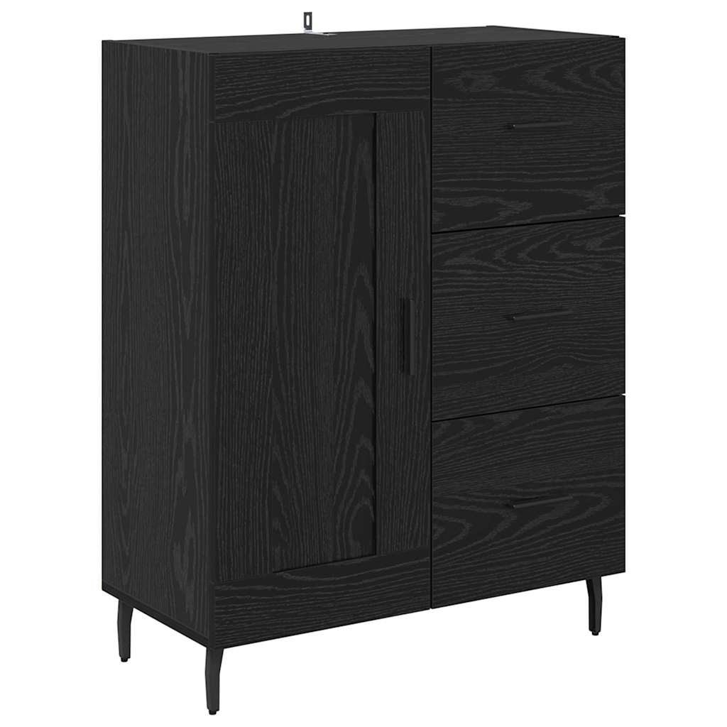Credenza con cassetto Rovere Nero 69,5 x 34 x 90 cm