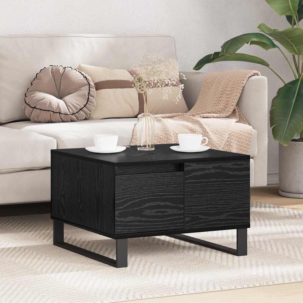 Tavolino da salotto con cassetto Rovere Nero 55 x 55 x 36,5 cm