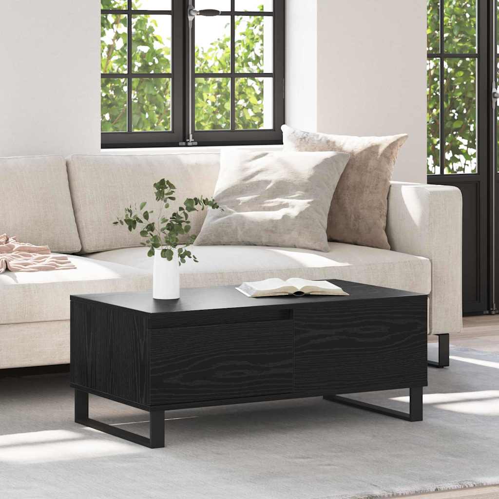 Tavolino da salotto con cassetto Rovere Nero 90 x 50 x 36,5 cm