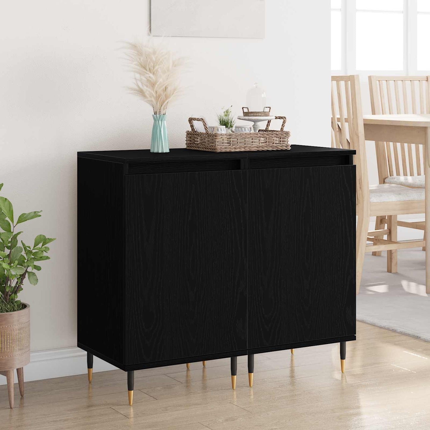 Credenza 2 pcs Rovere Nero 40 x 35 x 70 cm