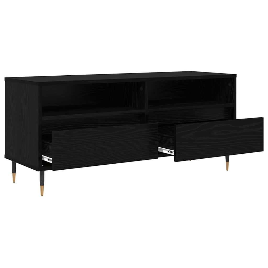 Mobile TV con cassetto Rovere Nero 100 x 34,5 x 44,5 cm