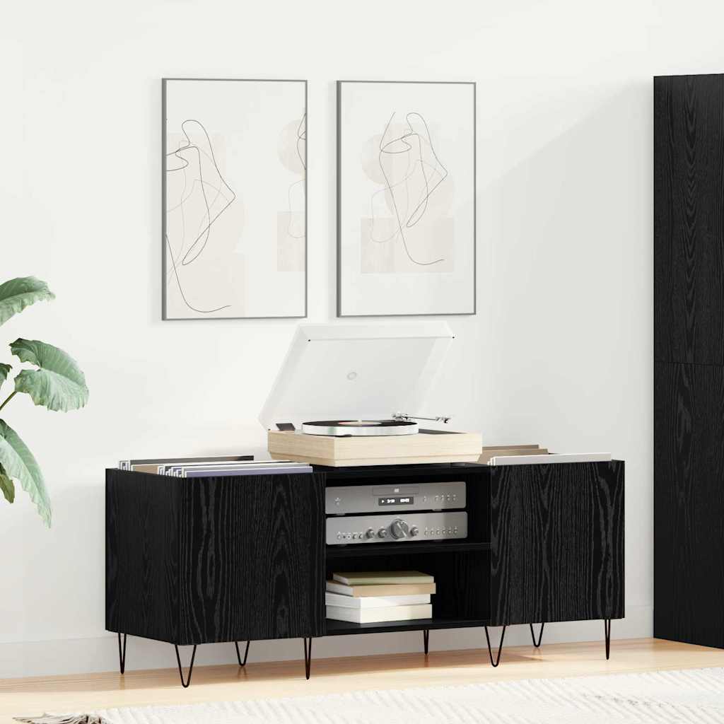 Mobile porta vinili con porta Rovere Nero 121 x 38 x 48 cm