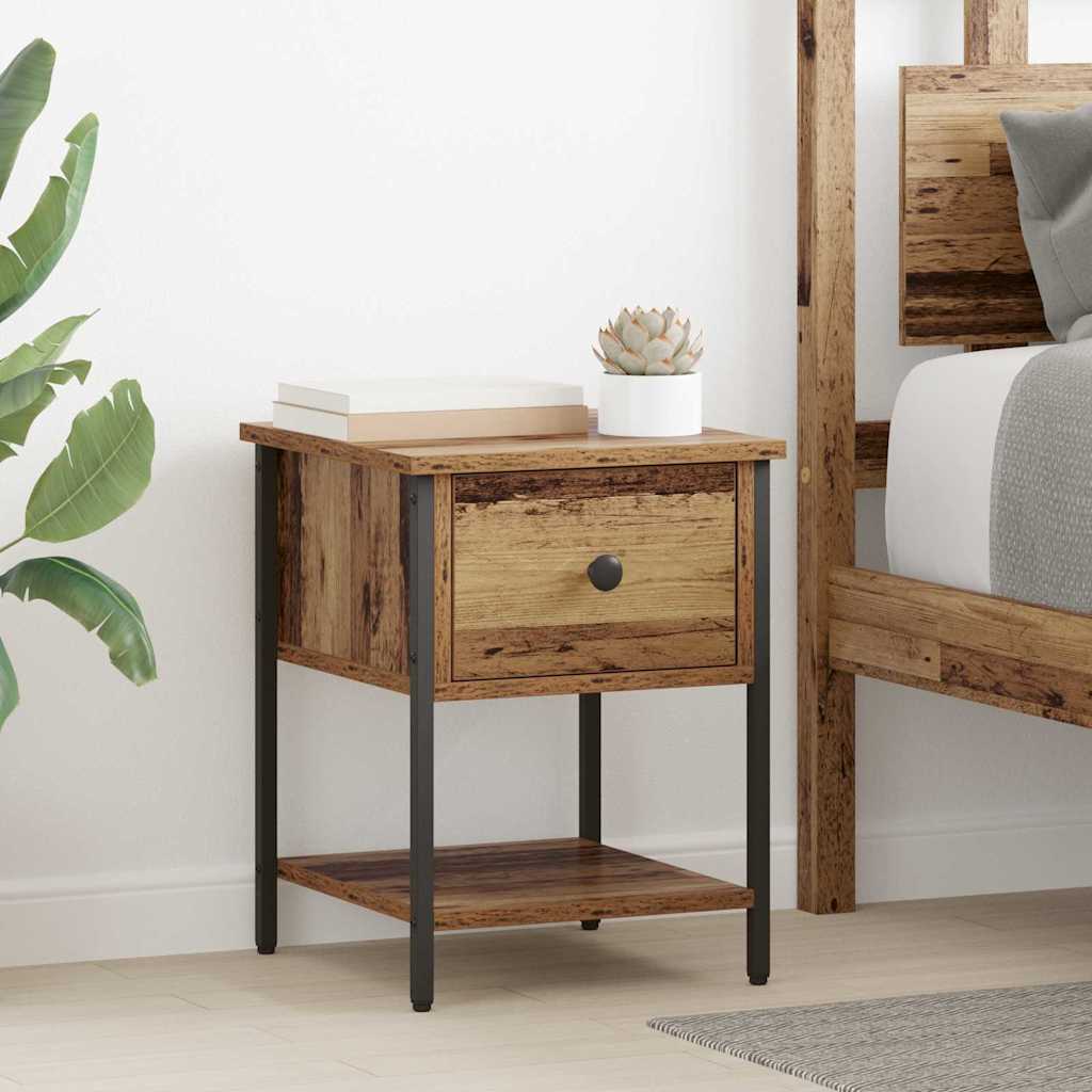 Comodino con cassetto 2 pcs Legno vecchio 34 x 35,5 x 45 cm