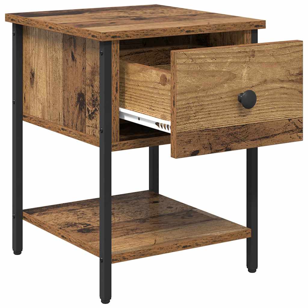 Comodino con cassetto 2 pcs Legno vecchio 34 x 35,5 x 45 cm