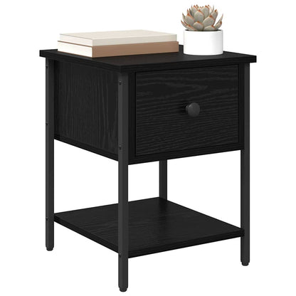 Comodino 2 pcs Rovere Nero 34 x 35,5 x 45 cm Legno multistrato