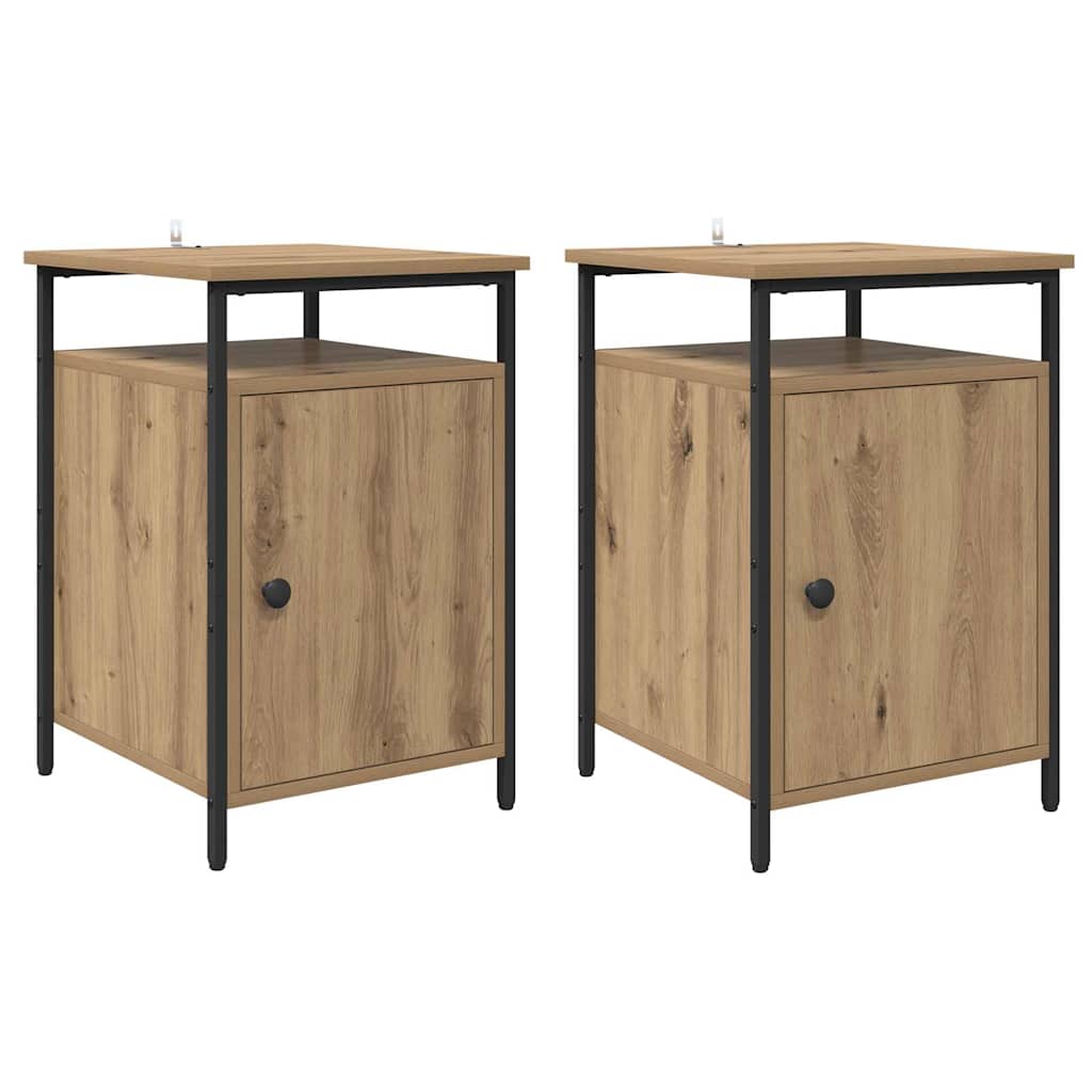 Armadio da Notte 2 pcs Rovere artigianale 40 x 42 x 60cm
