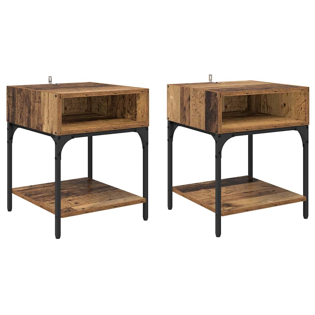 Comodino 2 pcs Legno vecchio 40 x 40 x 50 cm Legno multistrato