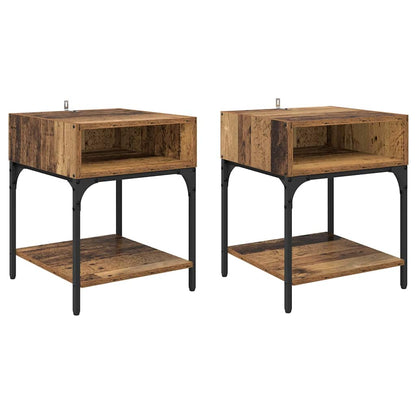 Comodino 2 pcs Legno vecchio 40 x 40 x 50 cm Legno multistrato