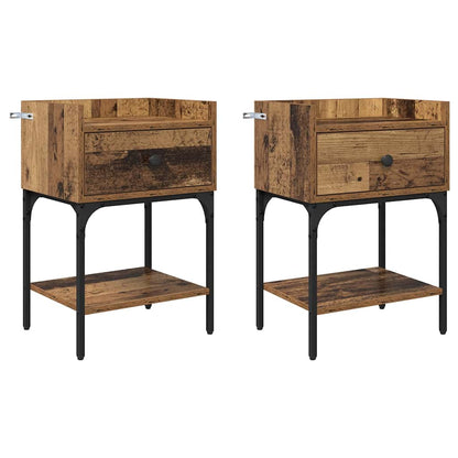 Comodino 2 pcs Legno vecchio 40 x 29 x 60 cm Legno multistrato