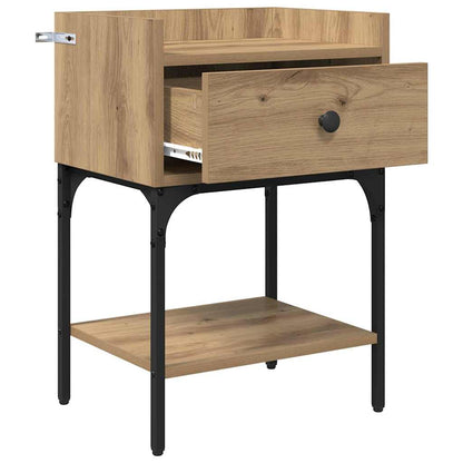 Comodino con cassetto 2 pcs Rovere artigianale 40 x 29 x 60 cm