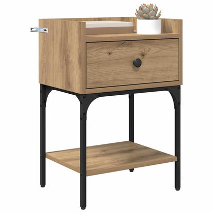 Comodino con cassetto 2 pcs Rovere artigianale 40 x 29 x 60 cm