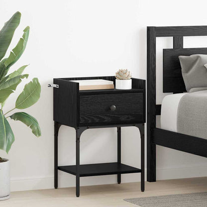 Comodino 2 pcs Rovere Nero 40 x 29 x 60 cm Legno multistrato