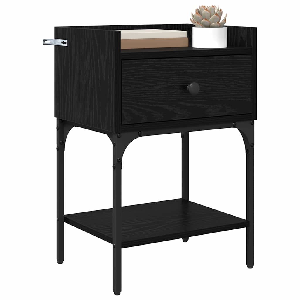 Comodino 2 pcs Rovere Nero 40 x 29 x 60 cm Legno multistrato