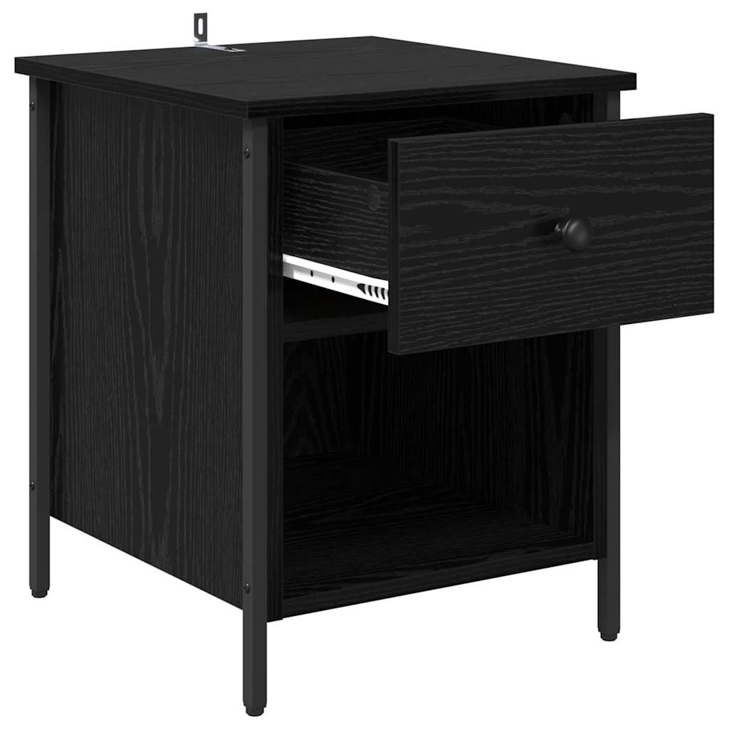 Armadio da Notte Rovere Nero 40 x 42 x 50 cm Legno multistrato