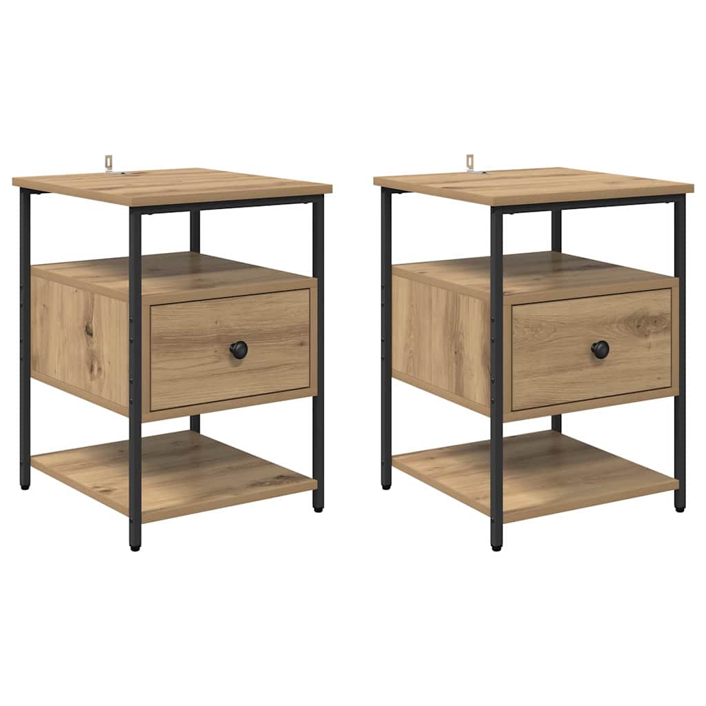 Armadio da Notte 2 pcs Rovere artigianale 40 x 42 x 56 cm