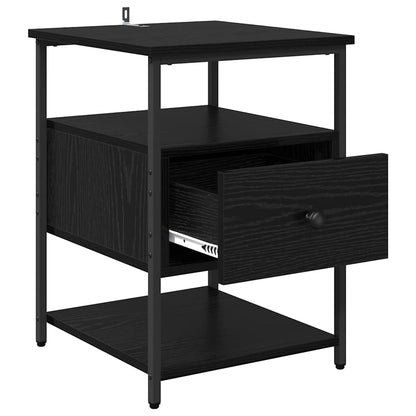 Armadio da Notte con cassetto 2 pcs Rovere Nero 40 x 42 x 56 cm
